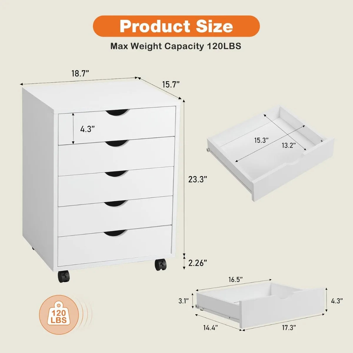 7 Chest of Drawers - Dresser Storage Cabinet Wooden Dresser, White Drawer Wooden Tissue Furniture for Office, Home