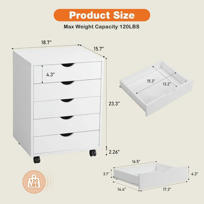 7 Chest of Drawers - Dresser Storage Cabinet Wooden Dresser, White Drawer Wooden Tissue Furniture for Office, Home