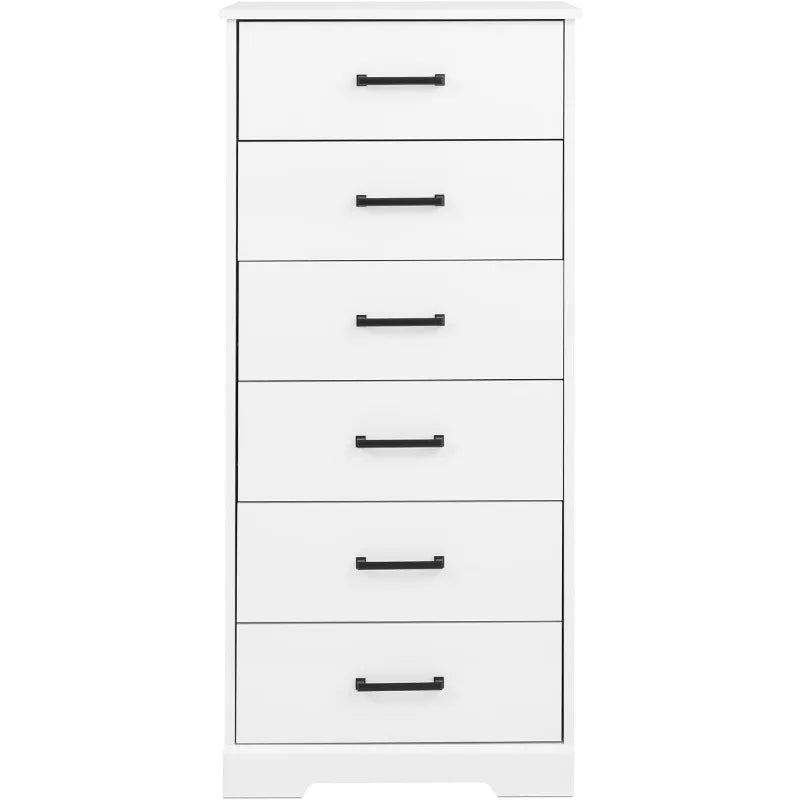 Astrid Tall White Dresser: 16"D x 20"W x 52"H, 6-Drawer Chest for Bedroom by Prepac - Perfect Chest of Drawers for Ample