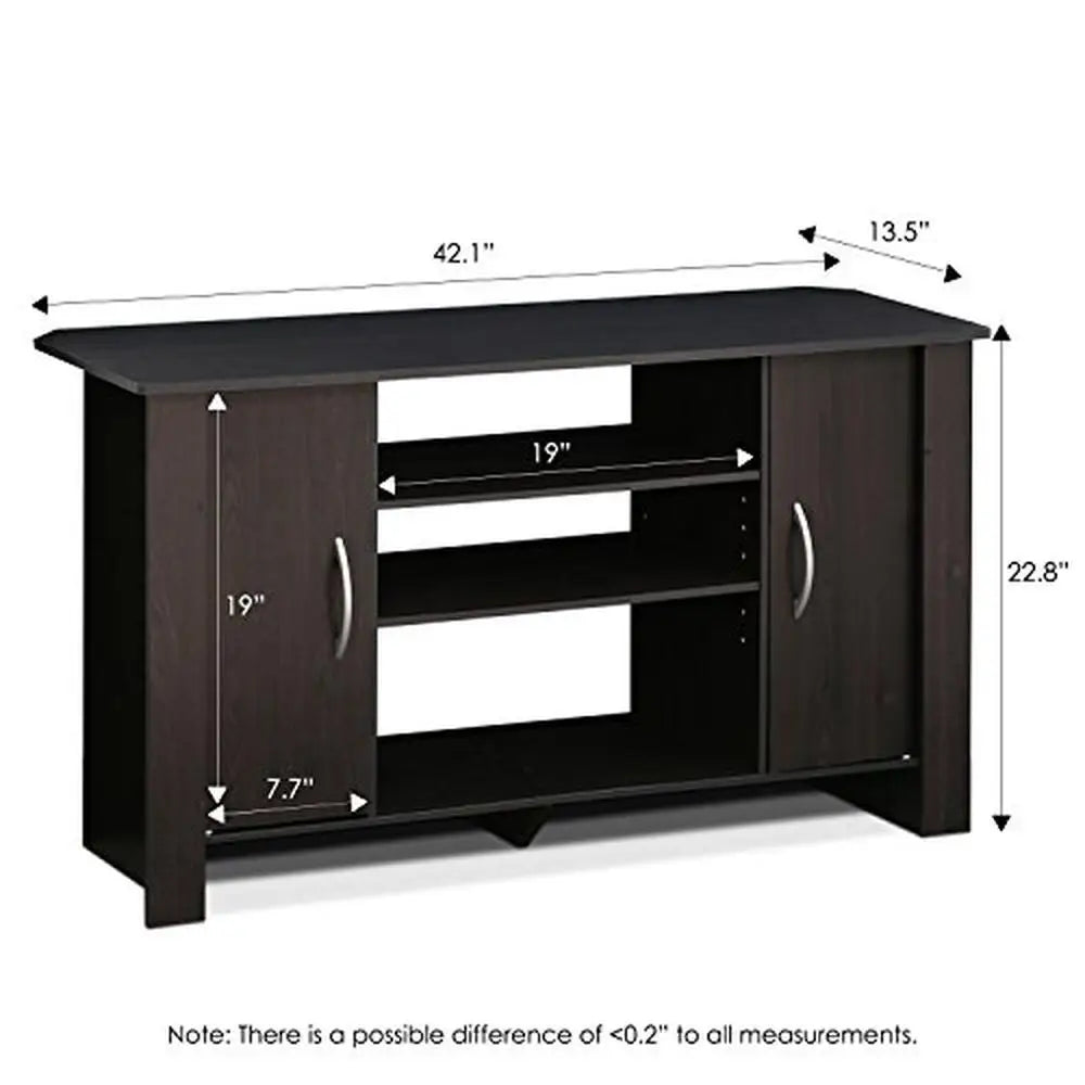 Meuble TV pour centre de divertissement Étagères de rangement réglables Panneau de particules de qualité CARB Panneau de 46 pouces Espresso