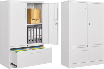 Classeur en métal avec tiroir, armoire de rangement verrouillable pour classement latéral vertical