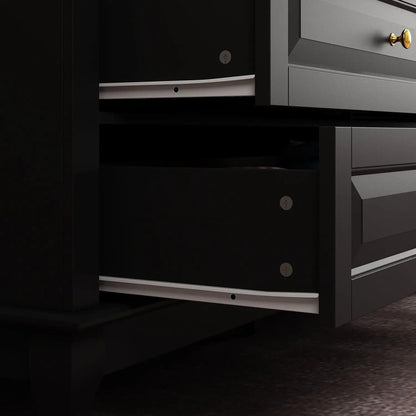 Chest of Drawers 9 Drawer Dresser, Modern Contemporary Dresser with Sliver Handles, Wooden Legs, for Bedroom，Black, White