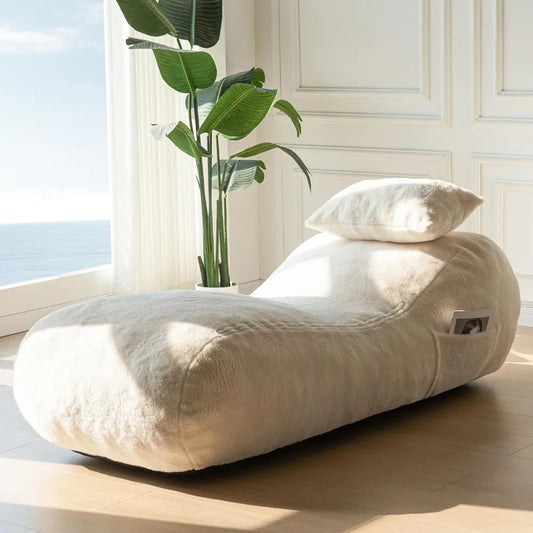 Puff cama con almohada, sillón chaise longue para interior, sofá de terciopelo, sofá para dormitorio y sala de estar