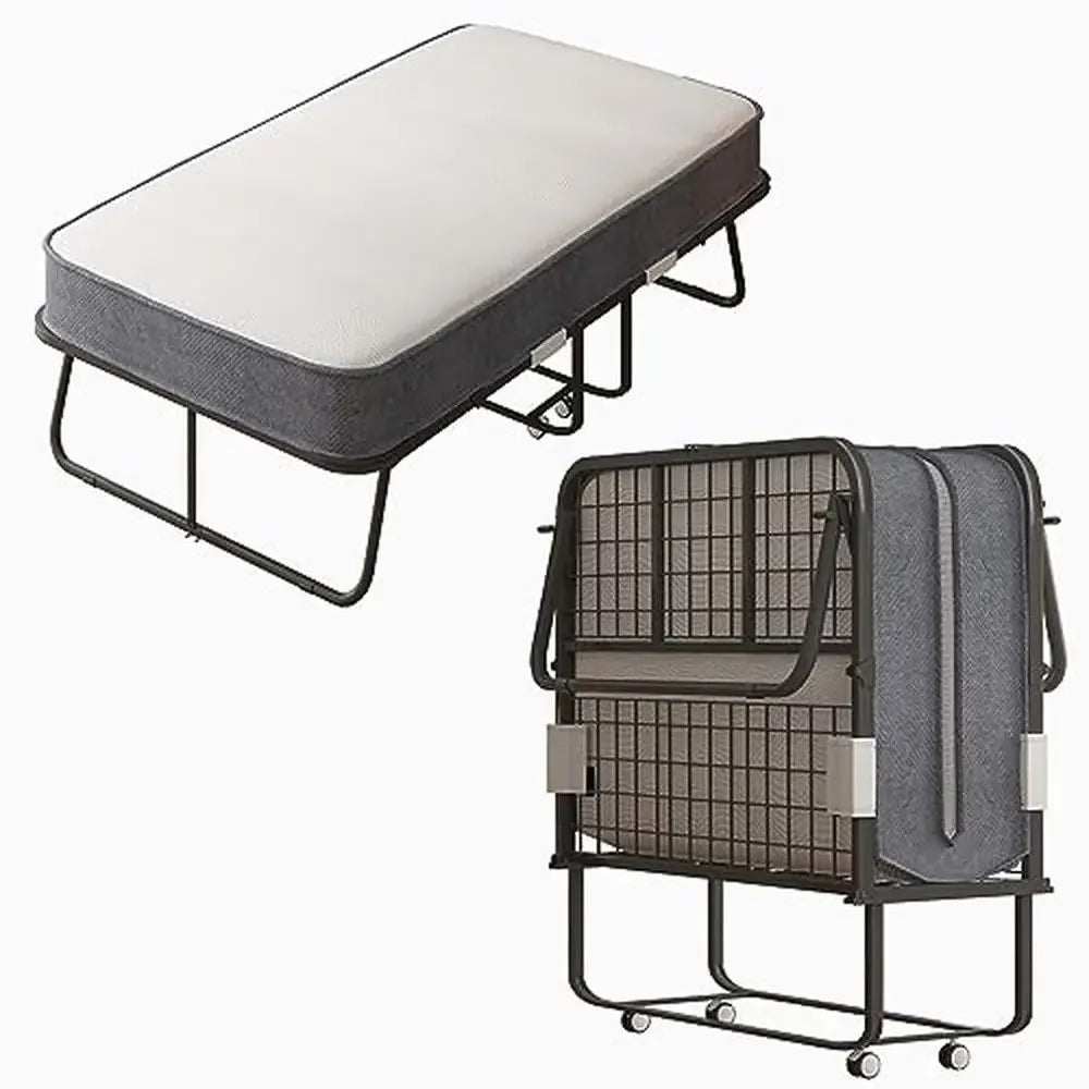 Lit pliant matelas en éponge à mémoire de forme lit de camping portable pour invités lit d'appoint rembourré doux voyage léger durable compact