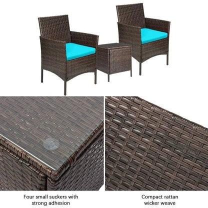 Outdoor Chair, Patio Porch Furniture Sets, 3 Pieces PE Wicker Chairs with Table Outdoor Garden Furniture Sets, Outdoor Chair