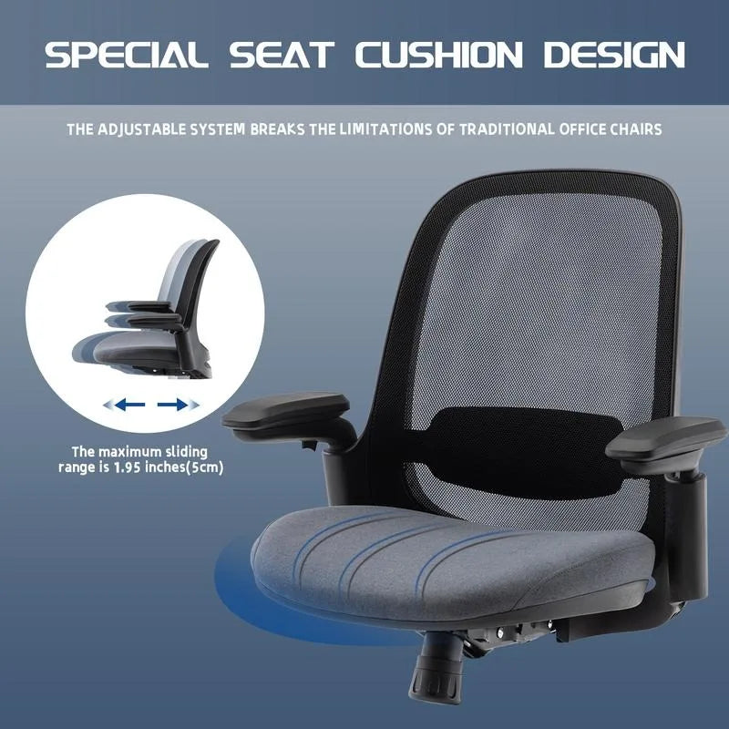 COLAMY Ergonomic Mesh Office Chair, Home Office Chair, Mid-back Computer Executive Desk Chair with 3D Armrests, Slide Seat, Trt