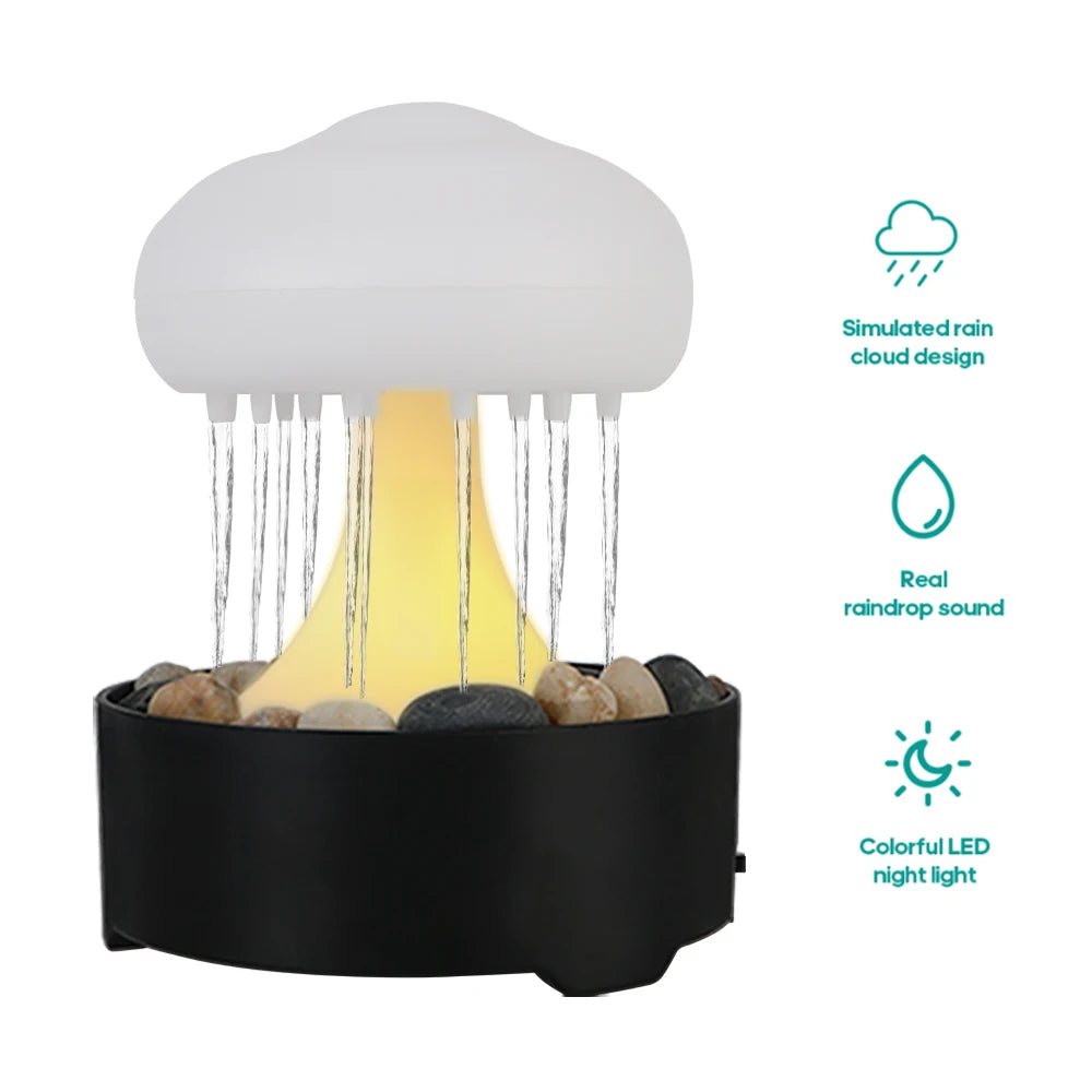 Lámpara de hongo con luces blancas cálidas, luz de noche con forma de nube de lluvia para el hogar, dormitorio, fuente de luz portátil