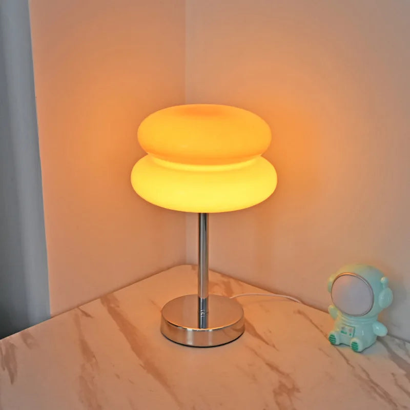 Claeted Egg Tart Table Lamp Glass Stained Desk Lamp Decoration Children's Lamp Bedroom Bedside Study Atmosphere Lamp Home