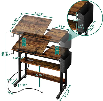 Bureaux de chambre Table portable pour ordinateur portable avec station de charge Meubles de bureau d'ordinateur Accessoires de bureau pour bureau Pliante Lecture Étude