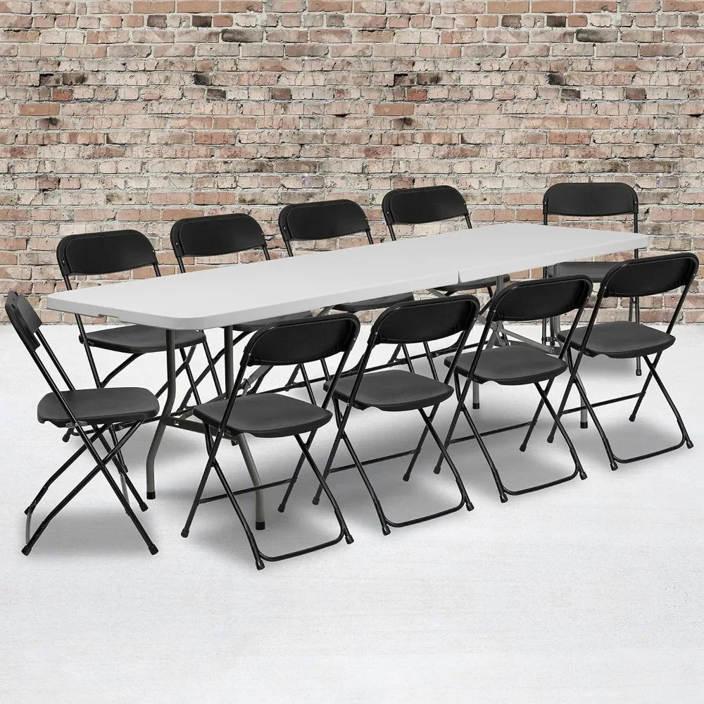 Ensemble de table de formation pliante en plastique de 8 pi avec 10 chaises pliantes, ensemble de table de formation pliante rectangulaire de 11 pièces et de chaises