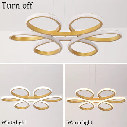 Modern Acrylic Pendant Light Gold Flower Led Ceiling Lamp Living Dining Room Nordic Chandelier Aisle Decor Balcony Hang Fixture