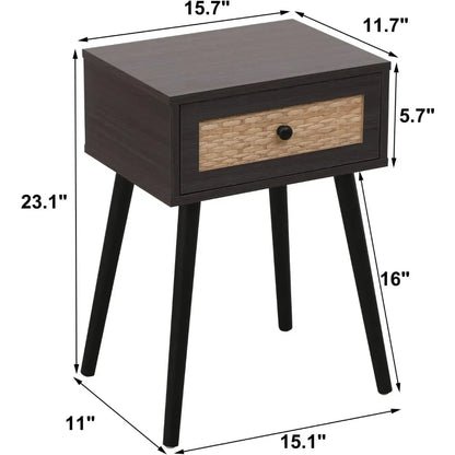 Ensemble de 2 tables de chevet, table de chevet d'appoint avec tiroir de rangement et pieds en bois massif, meubles de salon de chambre à coucher