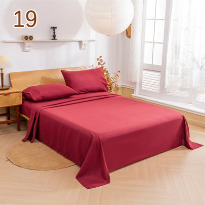 Solid Color Soft Brushed Bed Set Fitted sheet Flat Sheet Pillowcase Bedding Set Bed Sheet Twin Full Queen CA King 3/4 Pieces