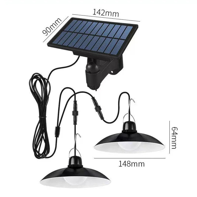 Lampe solaire suspendue 1 Drag 1/1 Drag 2 LED Lampe à énergie solaire avec télécommande Lustre Camping Extérieur Jardin Lampe suspendue