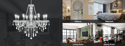 TRY-YEAN Cognac Crystal Glass Chandelier 8 Arms Chandelie Glass Living Room Bedroom Wedding Decor Hanging Lamp Lobby Suspension