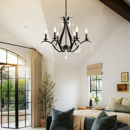 Modern Farmhouse Chandelier for Dining Room Living Room K9 Crystal Pendant Lighting Candle Chandeliers Home Decor Light Fixtures