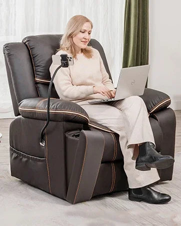 Suministros de muebles COMHOMA Sillón reclinable de cuero mecedora con masaje calefaccionado Asiento de sofá individual giratorio de 360 ​​grados