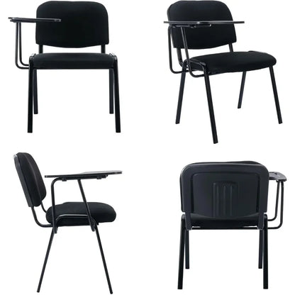 Black Flat Armchair Set of 10 for School Classroom, Mesh Waiting Room Chairs, Reception Chair with Flip Table Conference Chair