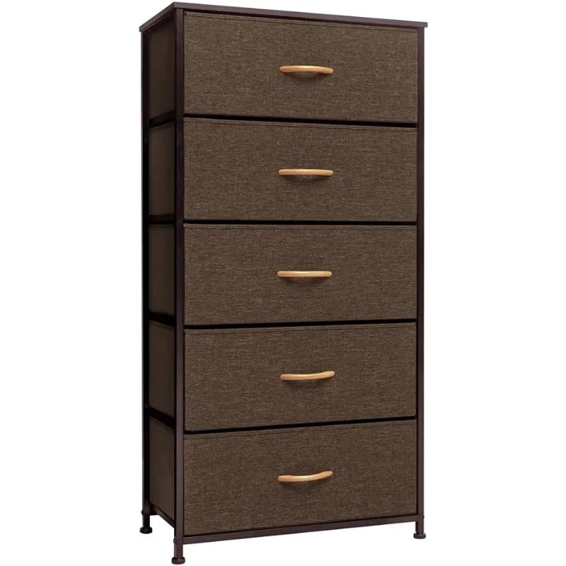 Tour de rangement verticale pour commode - Cadre en acier robuste, plateau en bois, bacs en tissu faciles à tirer 17,7"x11,8"x46,1" Meubles