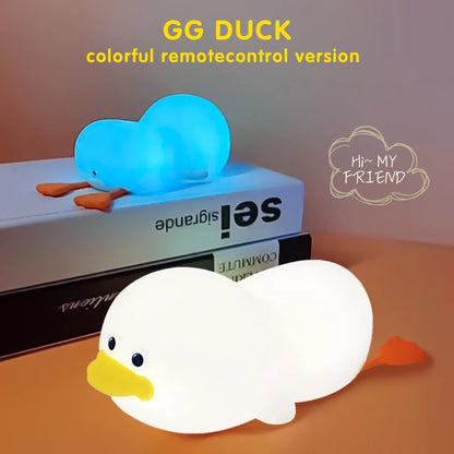 1pc Doudou Canard veilleuse Cadeau enfant lumière douce soin des yeux USB charge minutage automatique claquement lampe silicone