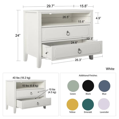 2024 New  2 Drawer Nightstand, Soft White