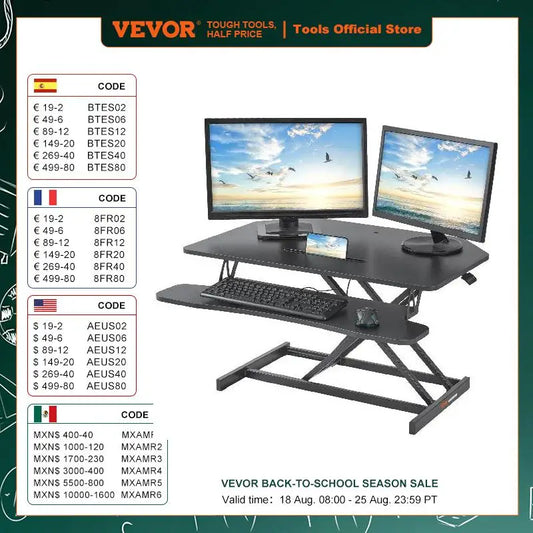 VEVOR Double-Layer Standing Desk Converter 36" x 23.6" Height Adjustable Standing Desk Sit to Stand Converter Stand Up Home Desk