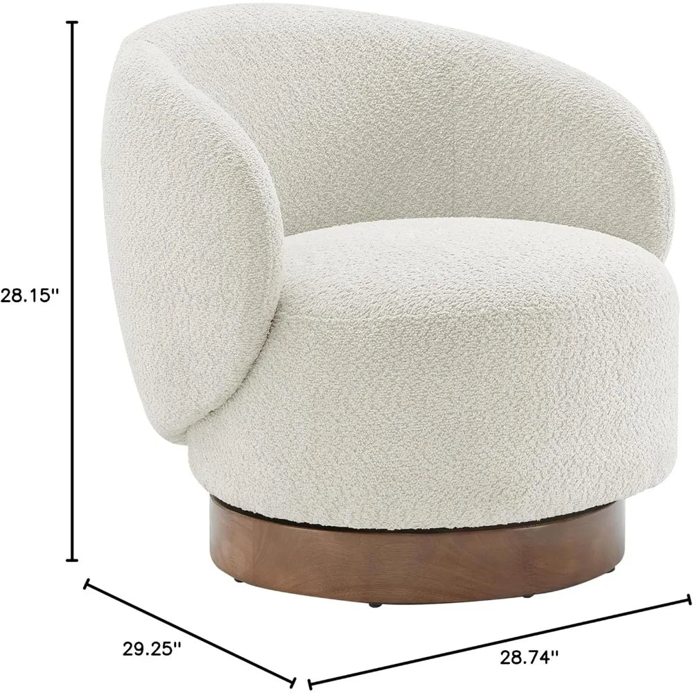 Sillón moderno redondo con brazos tapizado en tela de alto rendimiento para dormitorio, lectura, espera, sala de estar, 22 pulgadas