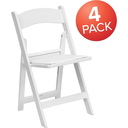 Silla plegable con envío gratuito Silla plegable - Resina blanca - Paquete de 4 Capacidad de peso Cómoda silla para eventos Camping Playa Pesca