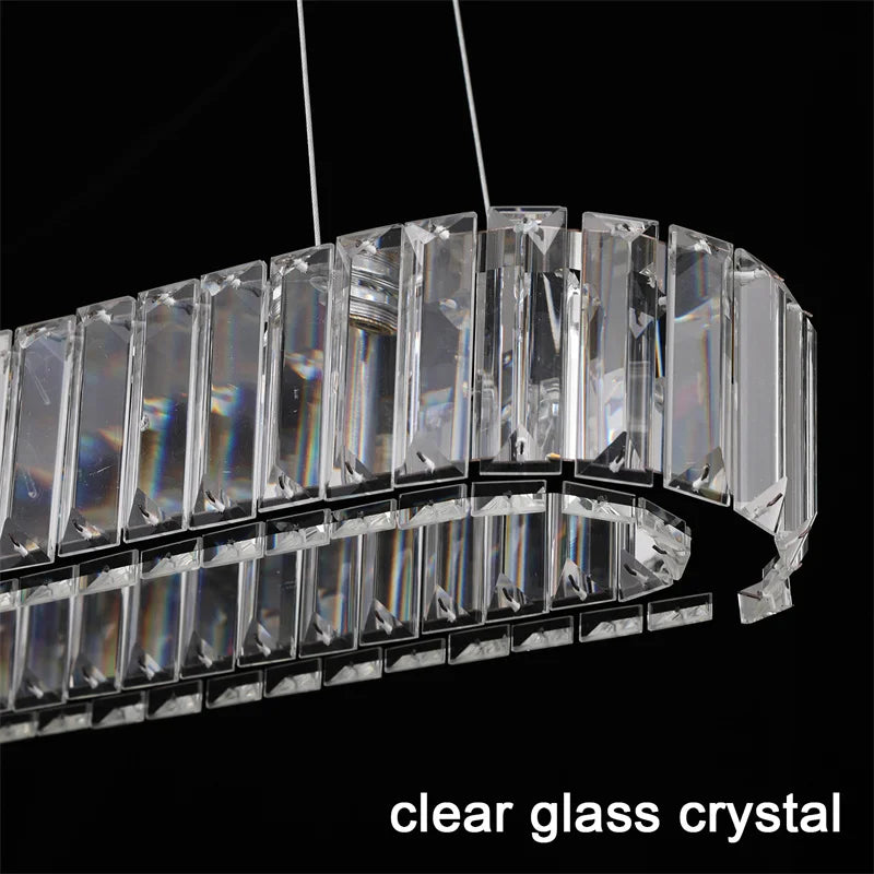 Indoor K9 Crystal Oval Ring Lamp Luxury Interior Decoration Led Chandelier Dining Room Lustre Hanging Lighting For Living Room