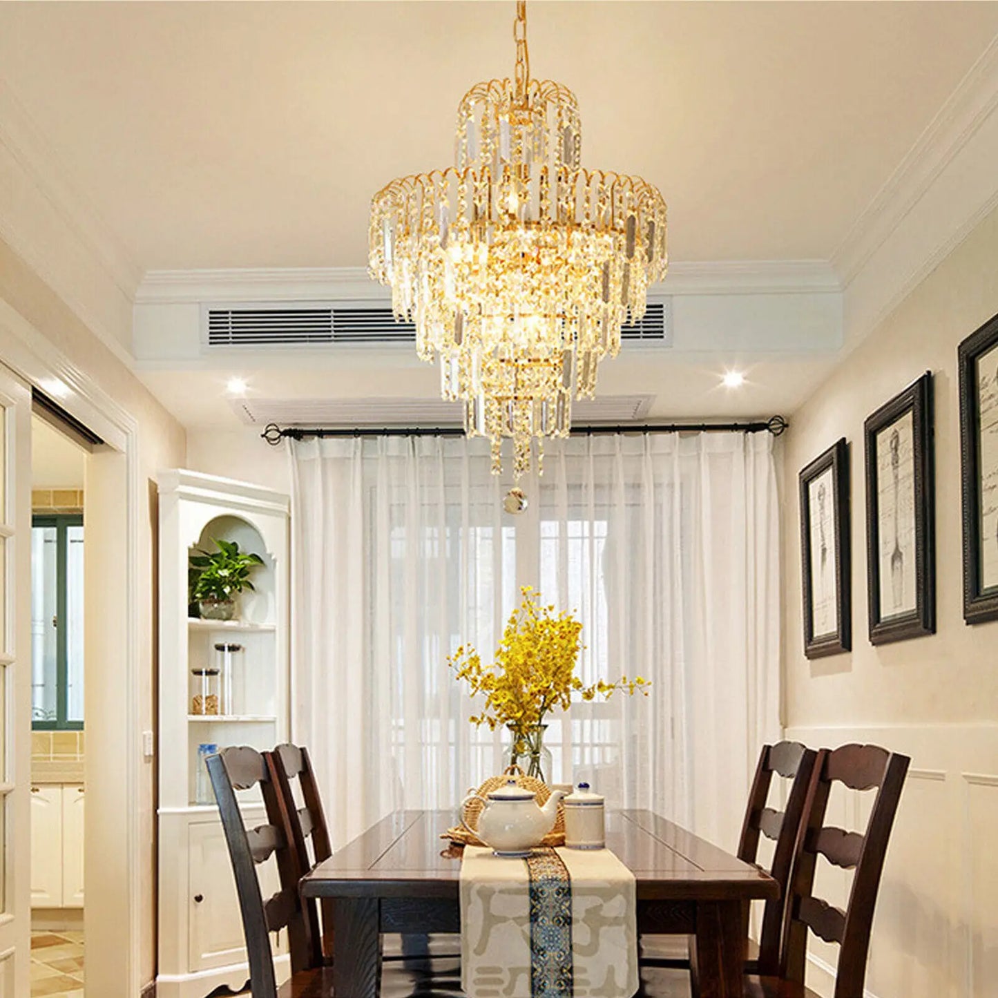 LOYALHEARTD Modern Ceiling Light Elegant Crystal Chandelier Pendant Lamp Hanging Lighting Fixture