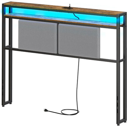 Tête de lit Queen Size, avec lumière LED et 2 prises et ports USB,Tête de lit