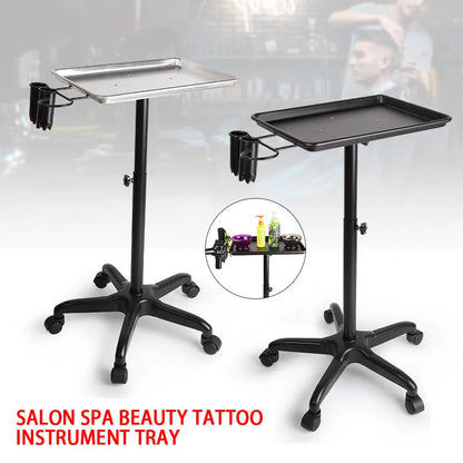 Beauty Salon Spa Tattoo Rolling Trolley Mobile Equipment Hairdressing Tool Cart Service Instrument Tray Black/Silver