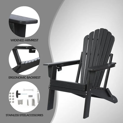 Lot de 2 chaises pliantes Adirondack, testées SGS, texturées en bois avec porte-gobelet, élargies, lourdes, toutes saisons, en PEHD, confortables