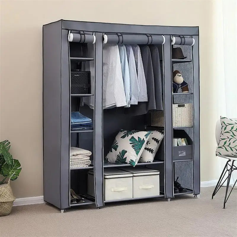 Armoire pliable pour location de chambre à coucher, placard à vêtements à double tige, organisateur de rangement de vêtements, armoires, salon, meubles de maison