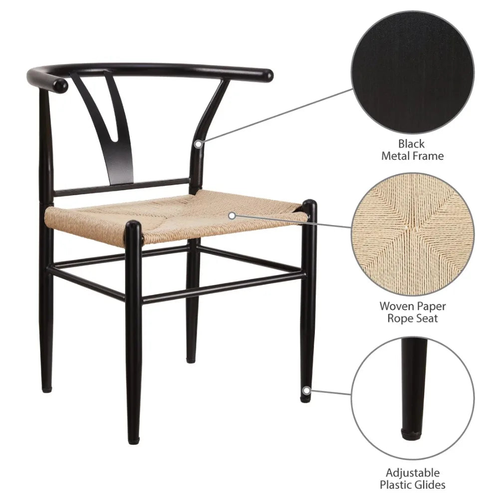 2024 New Springwood Wishbone Chair 2 Pack, Metal Base with Black Finish for Indoor