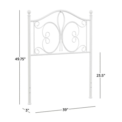 Tête de lit double à volutes en métal blanc texturé Ruby de Hillsdale Furniture