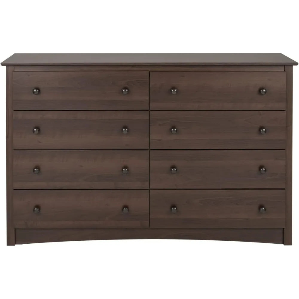 8 Drawer Double Dresser for Bedroom, 15.75" D X 59" W X 36.25" H, Espresso,Dressers