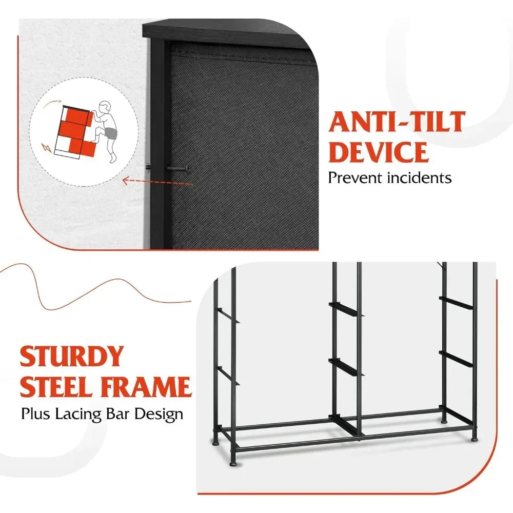 Commode gris foncé dans les meubles de chambre à coucher Commodes à poignée facile à tirer pour chambre à coucher Commode à 11 tiroirs Coiffeuse