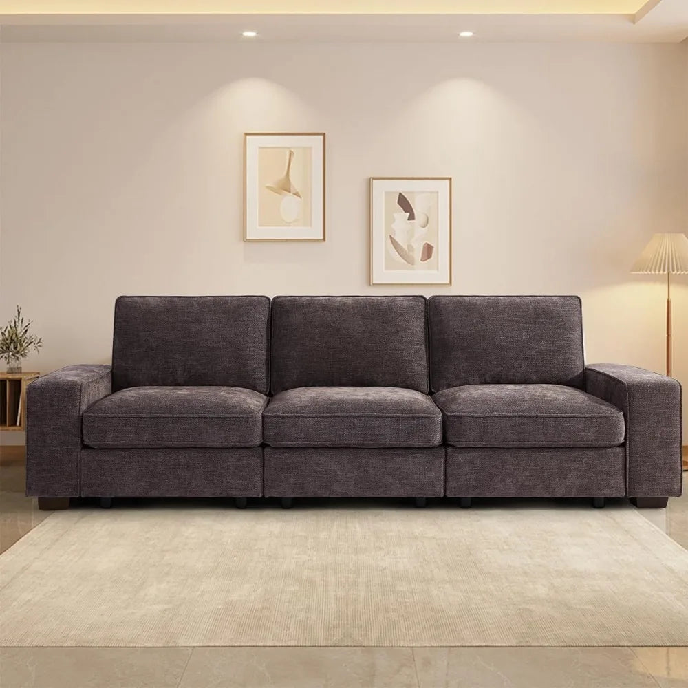 100" Modular Sofa Couch with Seats Storage, Comfy 3-Seater Chenille Fabric Couch for Living Room, Office