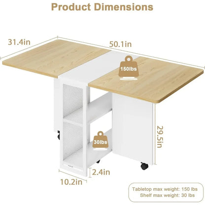 Ensemble de table de salle à manger rectangulaire pliable, 4 tables peu encombrantes, extensible, dîner, cuisine, mobilier de bureau, maison