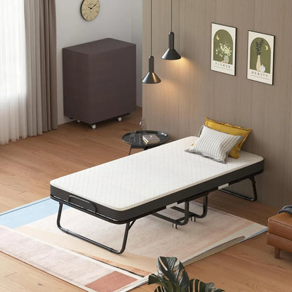 Cama plegable con colchón, colchón de espuma viscoelástica mejorado de 5 ", cama plegable portátil para invitados para adultos, cuna plegable, cama de día plegable