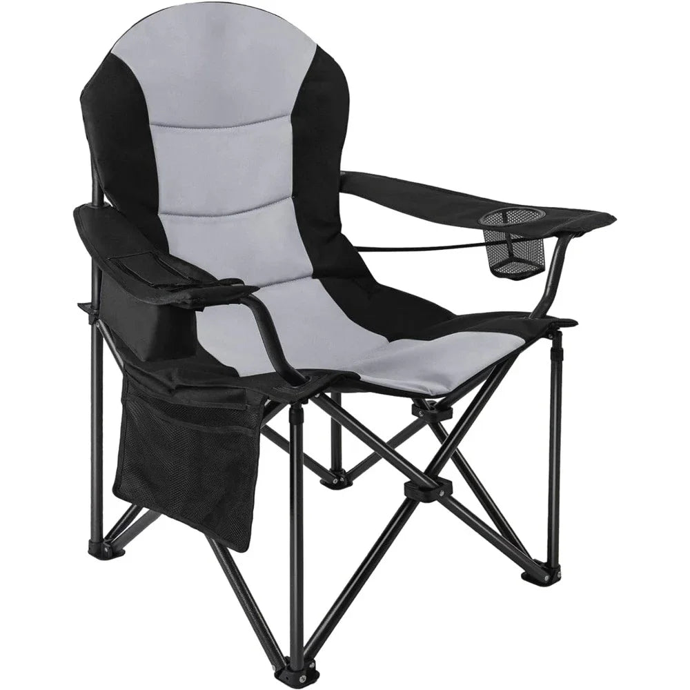 Chaise de camping surdimensionnée et robuste pour l'extérieur, supporte 400 lb, sac de transport inclus, chaises de camping pliantes rembourrées pour personnes lourdes