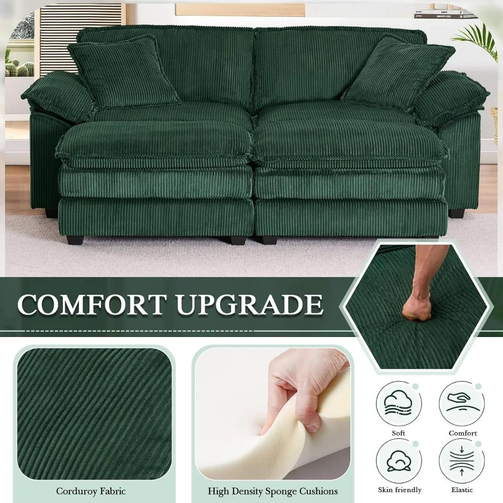 84.6" Sectional Sofa Couch for Living Room,Modern Upholstered Corduroy L Shaped Couch with Chaise,Comfy Deep Seat Loveseat Sofa