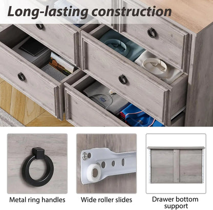 Modern Drawer Dresser, Dressers for Bedroom, Chest of Drawers Closet Organizers and Storage Clothes - Easy Pulls Handle