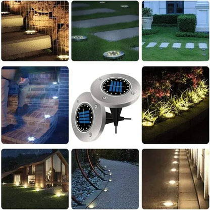 Luz de disco de energía solar de 8 LED para exteriores, luz subterránea para jardín, luz de cubierta, foco, lámpara LED solar enterrada, decoración de jardín