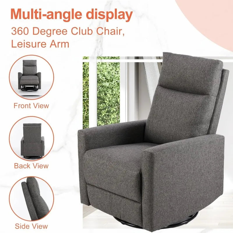 Sweetcrispy Swivel Rocking, Glider Rocker Recliner, Nursery Chair with Extra Large Footrest for Living Room, High Back