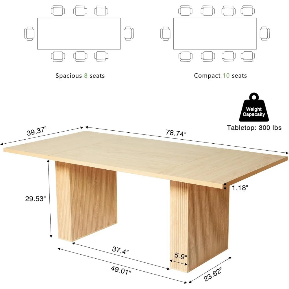 Modern farmhouse restaurant rectangular dining table that can comfortably accommodate 6-10 people, perfect for family gatherings