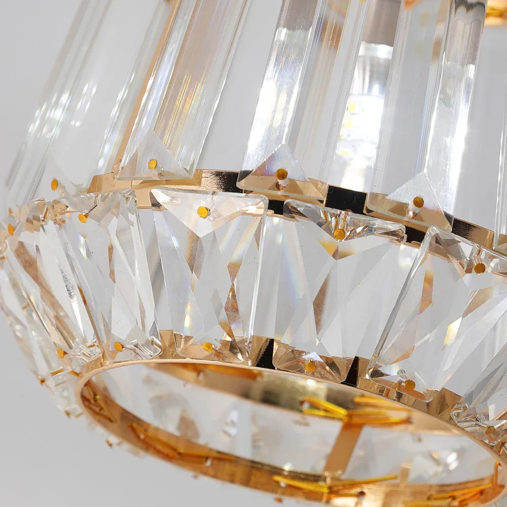 Gold Pendant Light Crystal Led Modern Chandelier Ceiling Lamp Living Dining Room Luminaire Kitchen Island Home Appliance Fixture