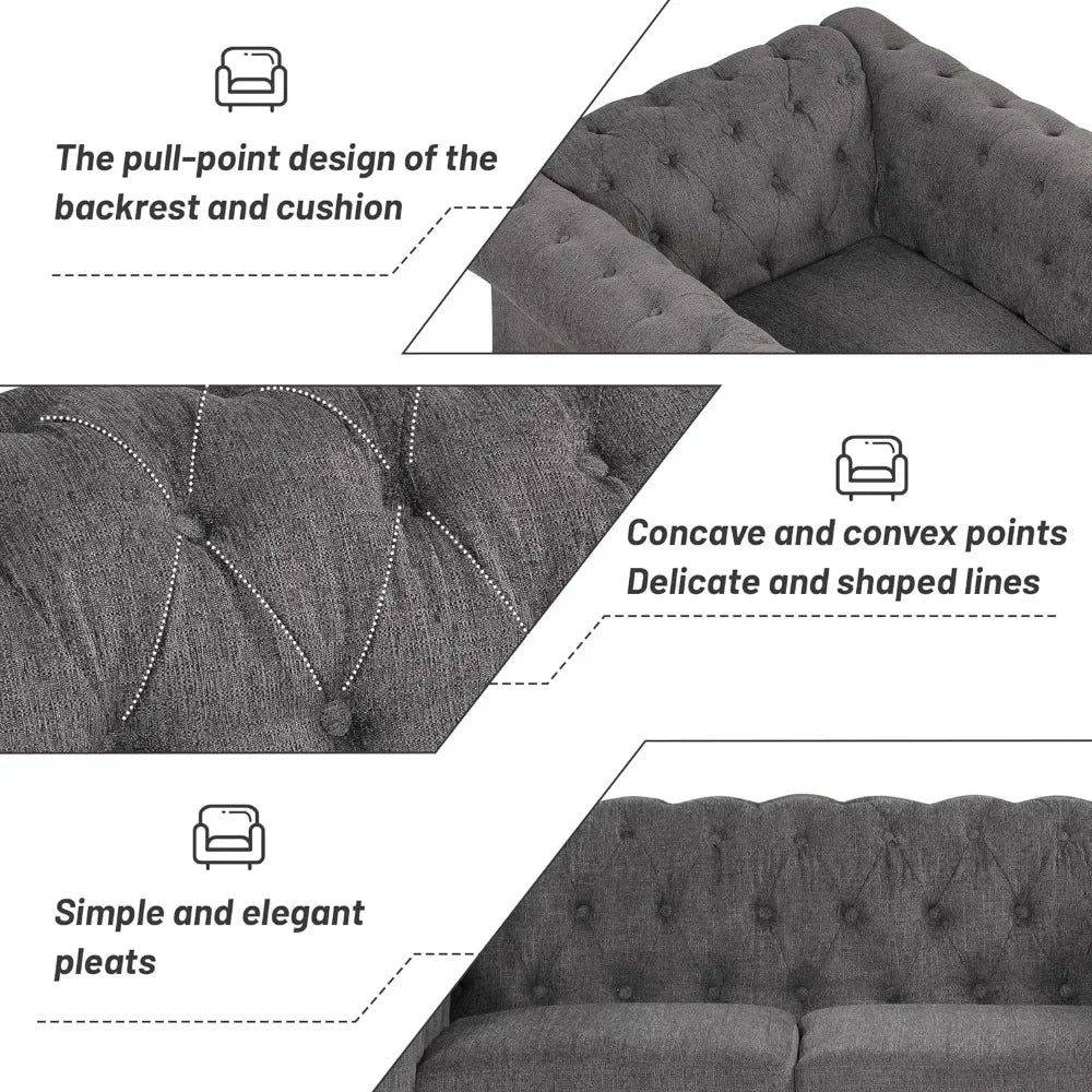 Living Room Furniture, Modern 3-Piece Including Three-Seater, Loveseat and Single Chair,Dutch Velvet Upholstered Sofa Set