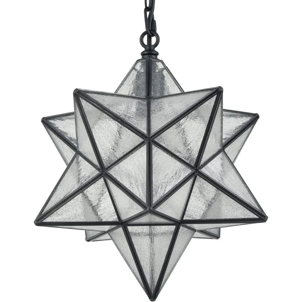 14'' Moravian Star Chandelier Seed Glass Star Light with Hanging Chain, suitable for living and dining room, bedroom